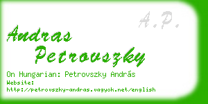 andras petrovszky business card